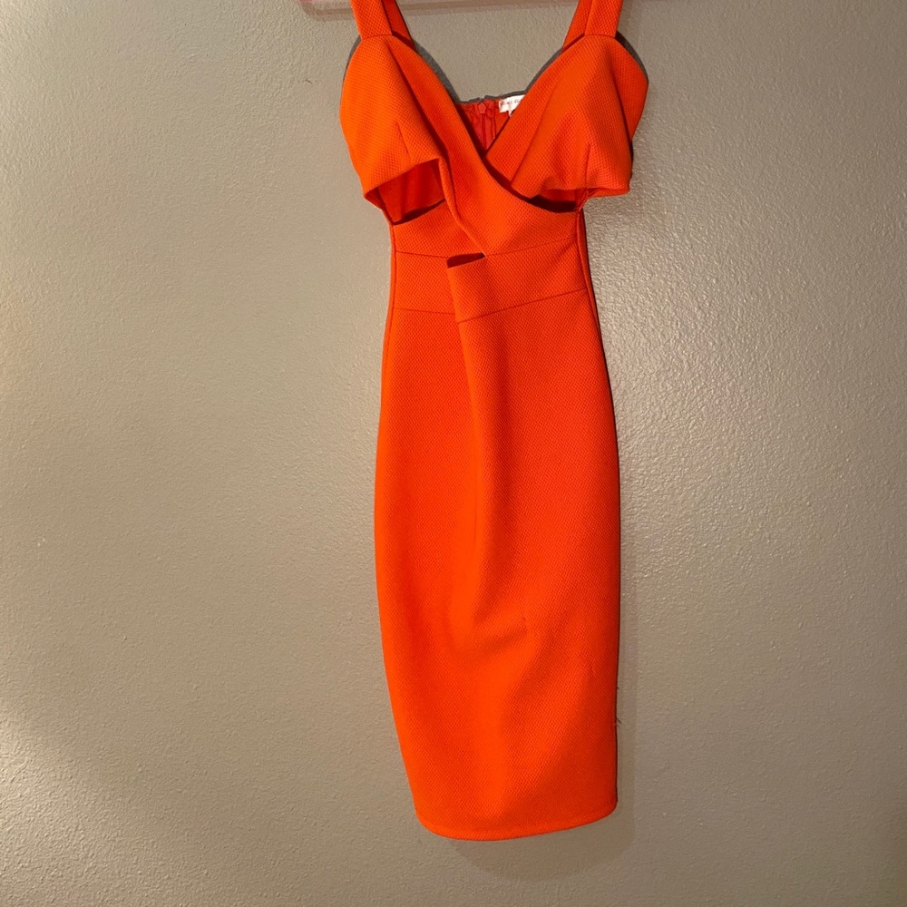 Tangerine Front Criss-Cross Midi Dress Size Small